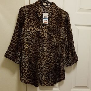 Button down  leopard shirt top